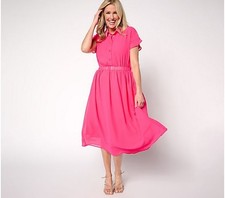 by Stacy London Regular Jersey Dress with Chiffon Overlay Hot Pink ,SZ Large
