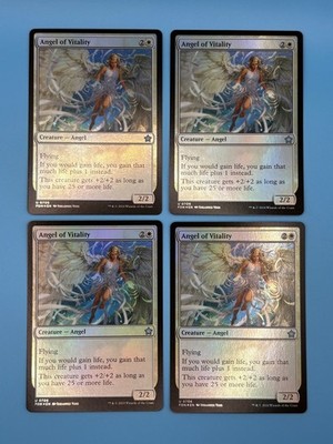 4x Angel of Vitality FOIL Foundations White Angel Life Gain Flying MTG Magic