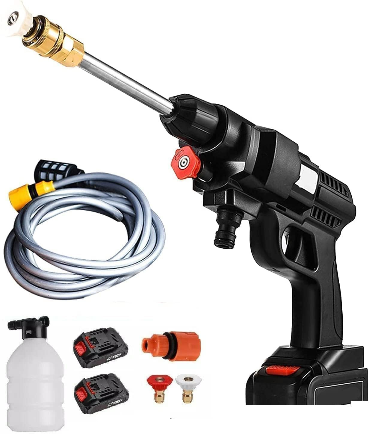 Pistola Idropulitrice Wireless Con Getto Regolabile E 2 Batterie Ricaricabile 80