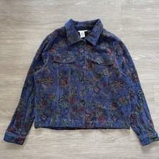 Vintage Coldwater Creek Floral Tapestry Jacket Women  s Petite L Boho Art To Wear