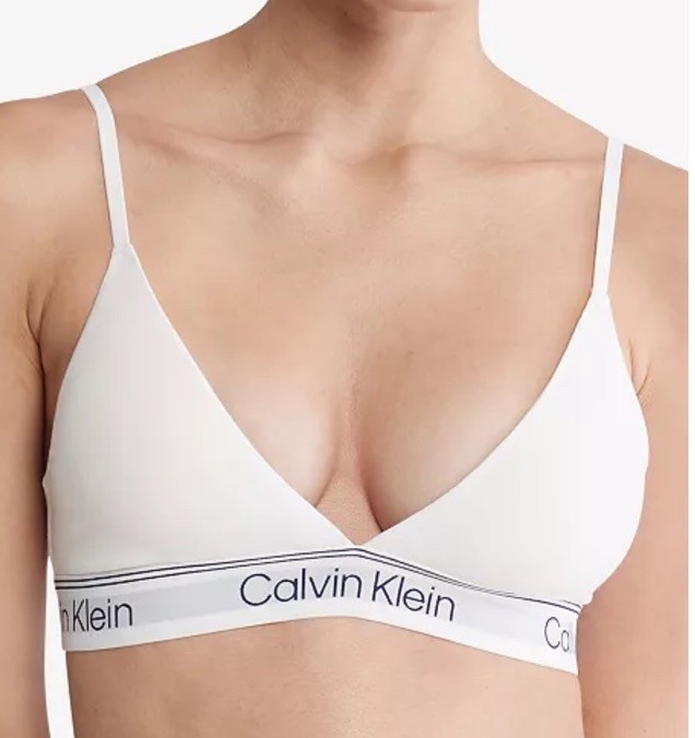 Calvin Klein Form To Body Lightly Lined Triangle Bralette White Size Large NWT