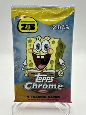 2025 Topps Chrome SpongeBob 25th Anniversary Pack from Value Blaster Box - NEW