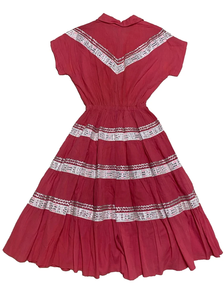 Vintage Patio Dress Southwestern Square Dance Circle Skirt 50s 60s Rockabilly - Image 2 of 4
