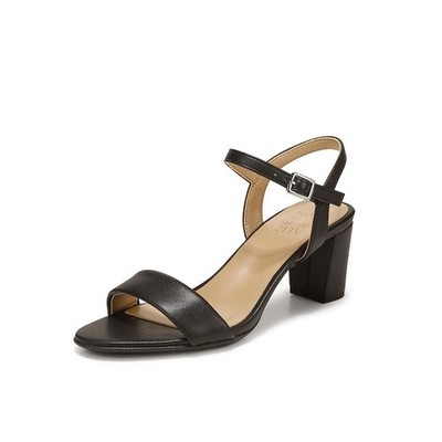 Naturalizer Womens 6.5 W Black Faux Leather Bristol Block Heel Sandals NIB LX7