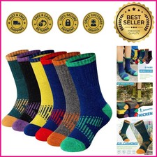 Kids Merino Wool Hiking Socks Boys Thermal 8-12 6 Pairs Colorful X