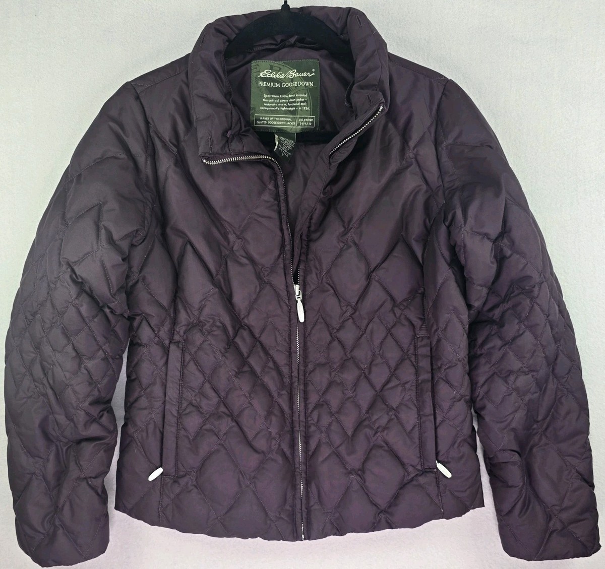 Eddie Bauer Goose Down Jacket Petite Small Quilted Premium Maroon 
