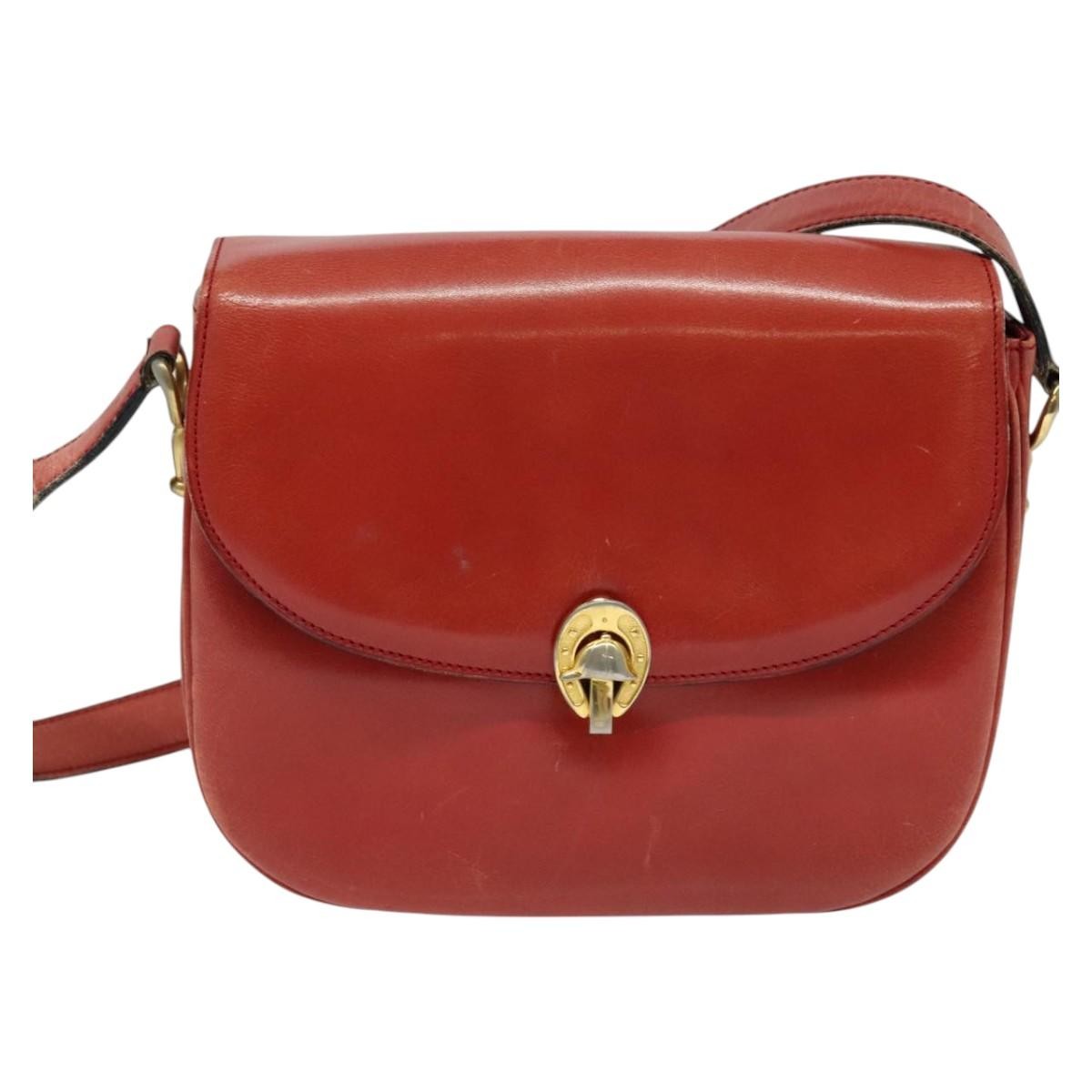 Céline Authentic Red Leather Shoulder Bag Vintage Luxury
