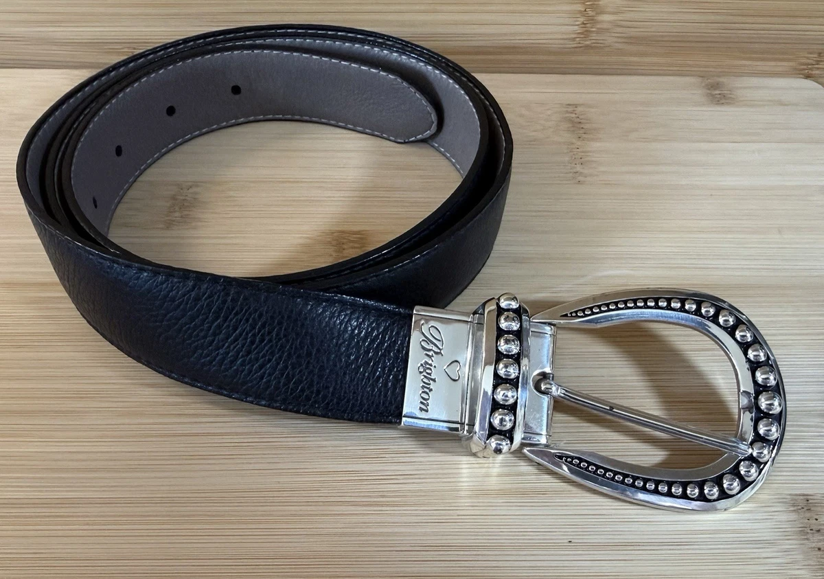 Brighton Disney Mickey Train Conductor Black Leather Belt Silver Tone Size 30 Brighton Leather Silver Belts for Women for sale | eBay main image 3
