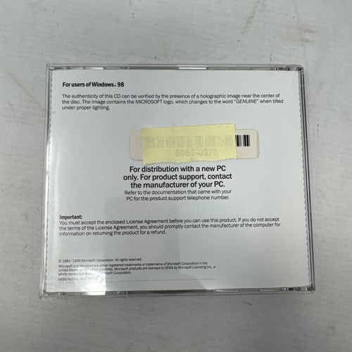 Microsoft Windows 98 Second Edition SE open box (NOT FOR VIRTUAL MACHINES) - Picture 2 of 4