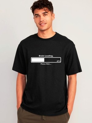 Herren Brain Loading T-Shirt, Lustig Gamer Computer Geek Spruch Neuheit Unisex Tee