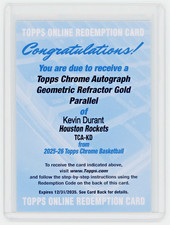 2025 TOPPS CHROME AUTO GEO GOLD REFRACTOR #TCA-KD KEVIN DURANT /50 (REDEMPTION)