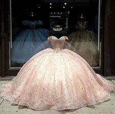 Luxury Pink Prom Dresses 15 Quinceanera Dresses For Women Strapless 3D Floral