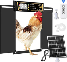 Large Automatic Chicken Coop Door Solar Powered, Charge with 7W Solar Panel Auto