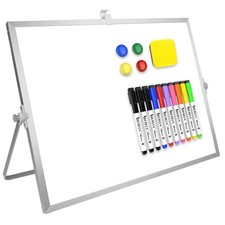Dry Erase White Board, 16inX12in Large Magnetic Desktop Whiteboard with Stand...