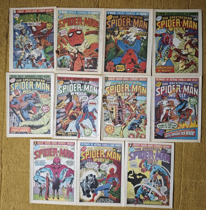 Super Spider-Man Comic Weekly # 333-343 Consecutive Run Marvel UK comics job lot