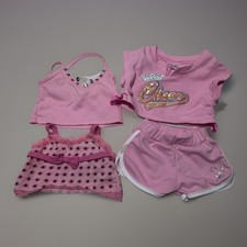 BUILD A BEAR Pink Clothes Lot Vintage Rare Girls Jewels Set 3pc Cheer Tank