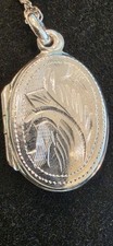 Sterling Silver Oval Photo Locket Pendant Nec...