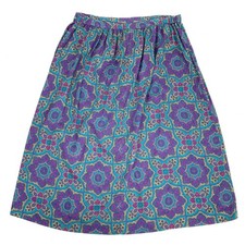 VINTAGE 90s Jantzen Paisley Floral Midi Skirt Purple/Blue XL