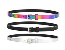 3 Pack Belts for Girls Rainbow M: Fit Waist Length 26  -28  Belts for Girls 1