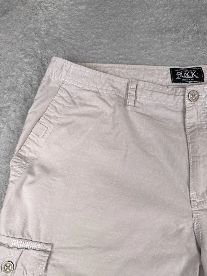 Pantalones Cortos Negros Hebilla Para Hombre 38 Gris Carga Ajuste Atlético 24" Algodón Mezcla Poli 38x12 Foto 4 de 4