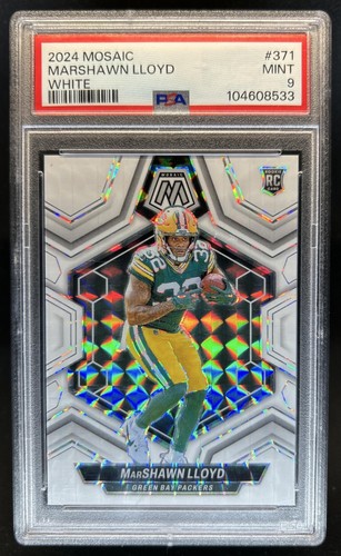 2024 Panini Mosaic MarShawn Lloyd RC White Prizm Rookie #/25 Packers PSA 9