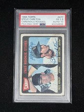 Signed Steve Carlton Rookie Card 1965 Topps #477 ⚾️ HOF ? PSA 1.5 Auto 10. rookie card picture