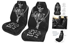 Car Seat Covers 2pcs/Set Print Front Seat Covers Funny Skeleton One Size Skull