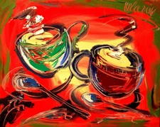 COFFEE  MARK KAZAV - ORIGINAL OIL PAINTING ABSTRACT MODERN ART  CANVAS art