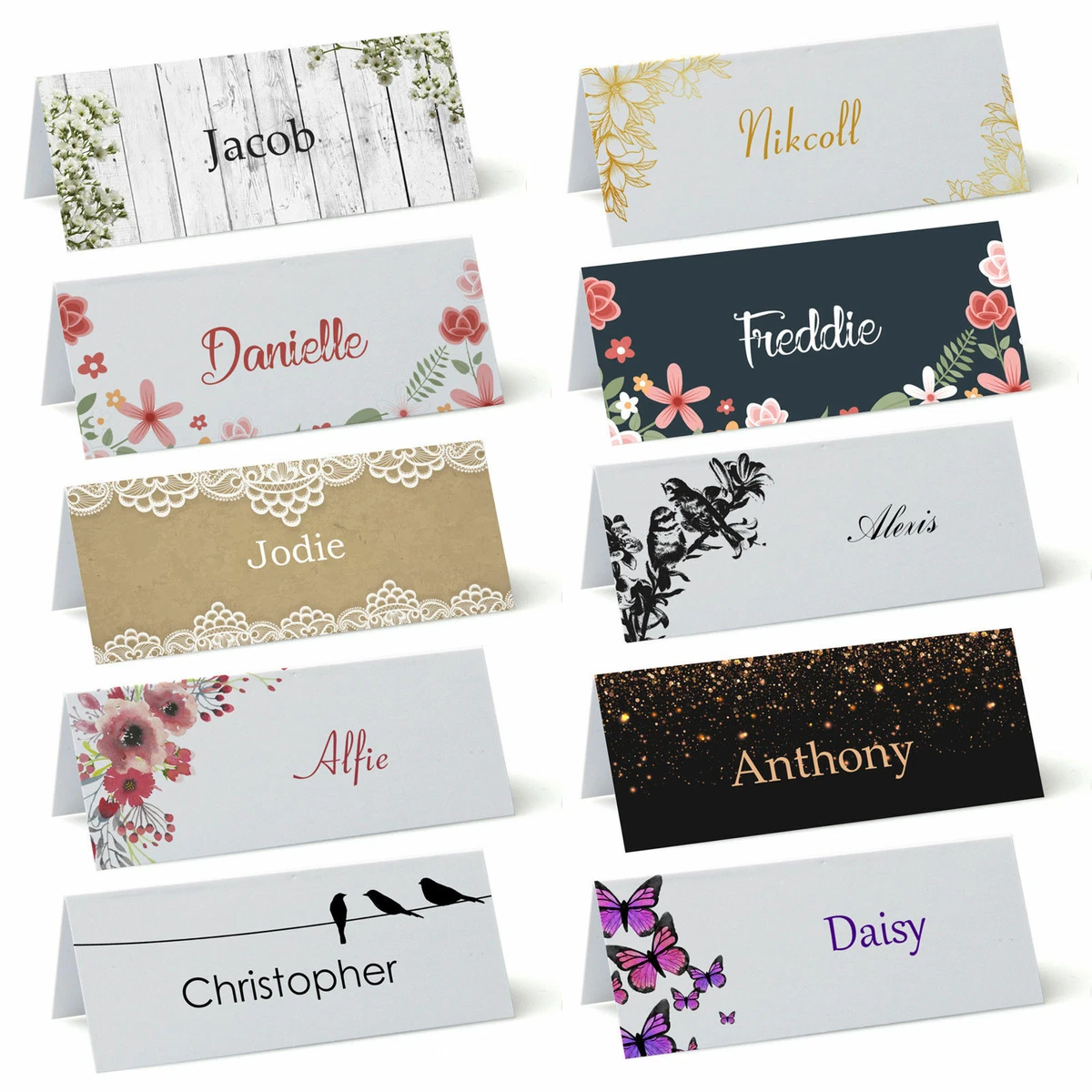 Personalised Place Cards Table Name Cards for Weddings Parties from 1.29
