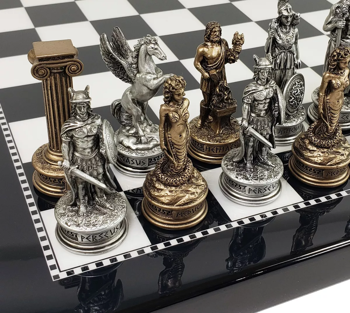 Large Chess Set Greek Mythology Characters Statue Sculpture Chess Board  Decor