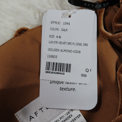 After Six Golden Almond Style 1541 Cowl-Neck Lux Velvet Maxi Dress Size 4R - Picture 8 of 10