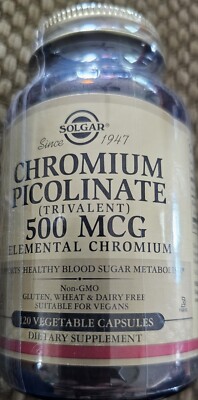 Solgar Chromium Picolinate 500 mcg 120 Vegetable Capsules NEW! EXP 08/24