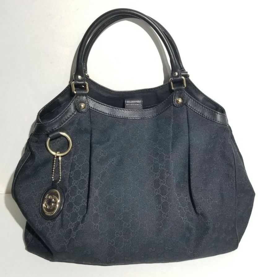 Gucci Black GG Canvas Medium Sukey Tote Bag