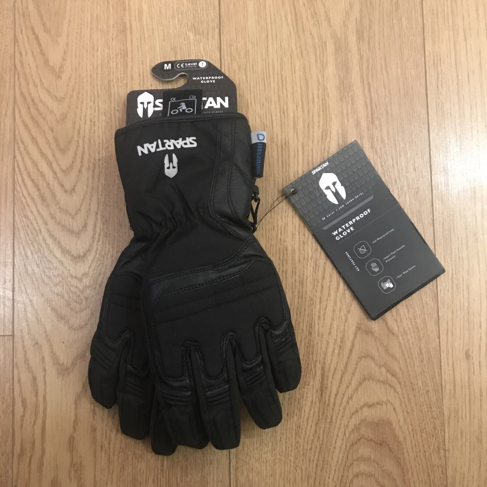 Spartan Waterproof Motorcycle Gloves Black Medium