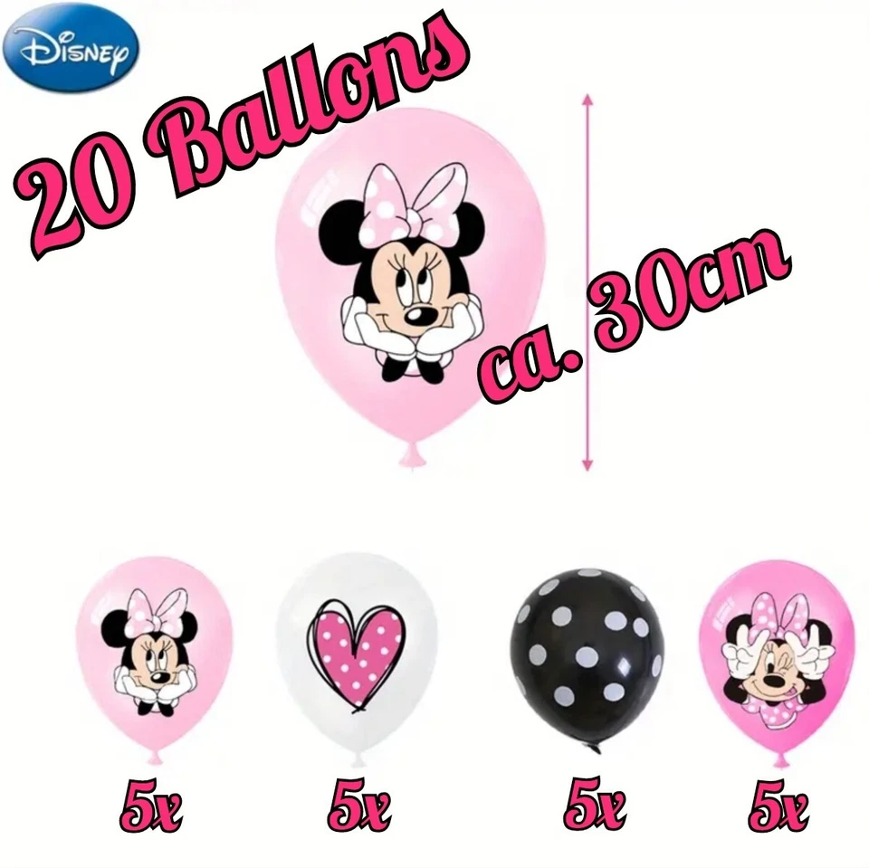 Disney MINNIE MAUS Geburtstag Set Minnie Mouse Banner Hintergrund Cupcake Topper - Bild 4 von 4