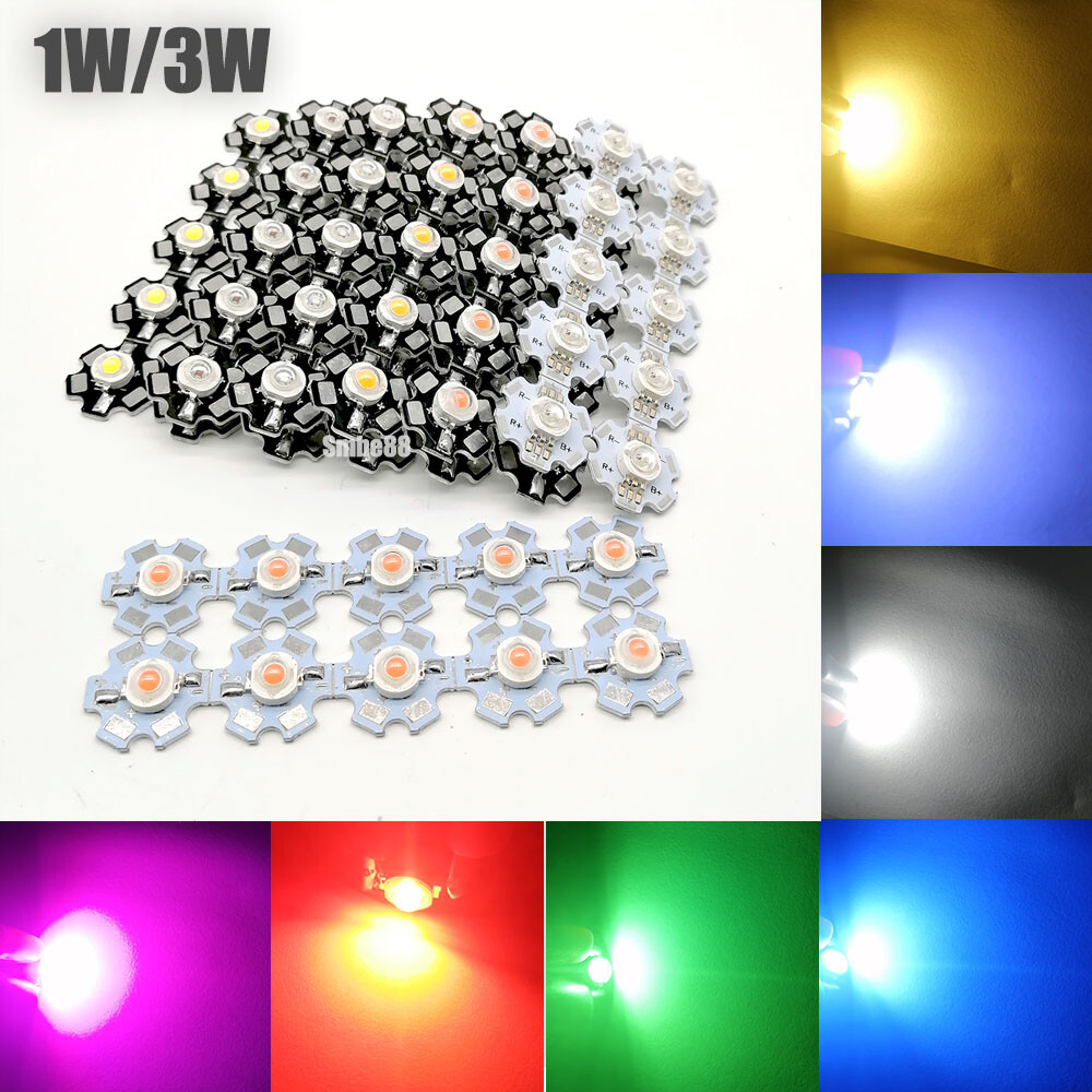 1W 3W 5W Watt High Power LED SMD Chip UV White Blue Deep Red RGB 