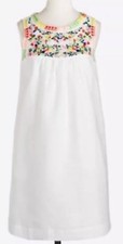 140. J. Crew Dress White Linen Mexican Embroidered Sundress 4 Nwot