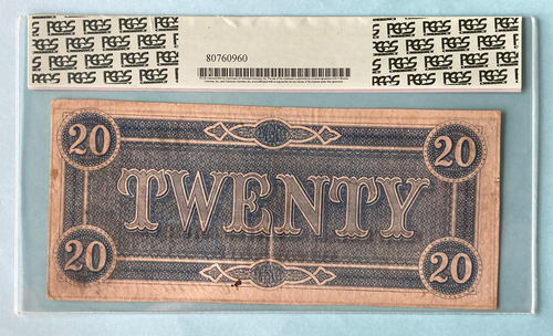 1864 $20 Confederate Sates Twenty CSA Banknote ~ Choice XF PCGS 40 ~ Currency - Picture 3 of 7