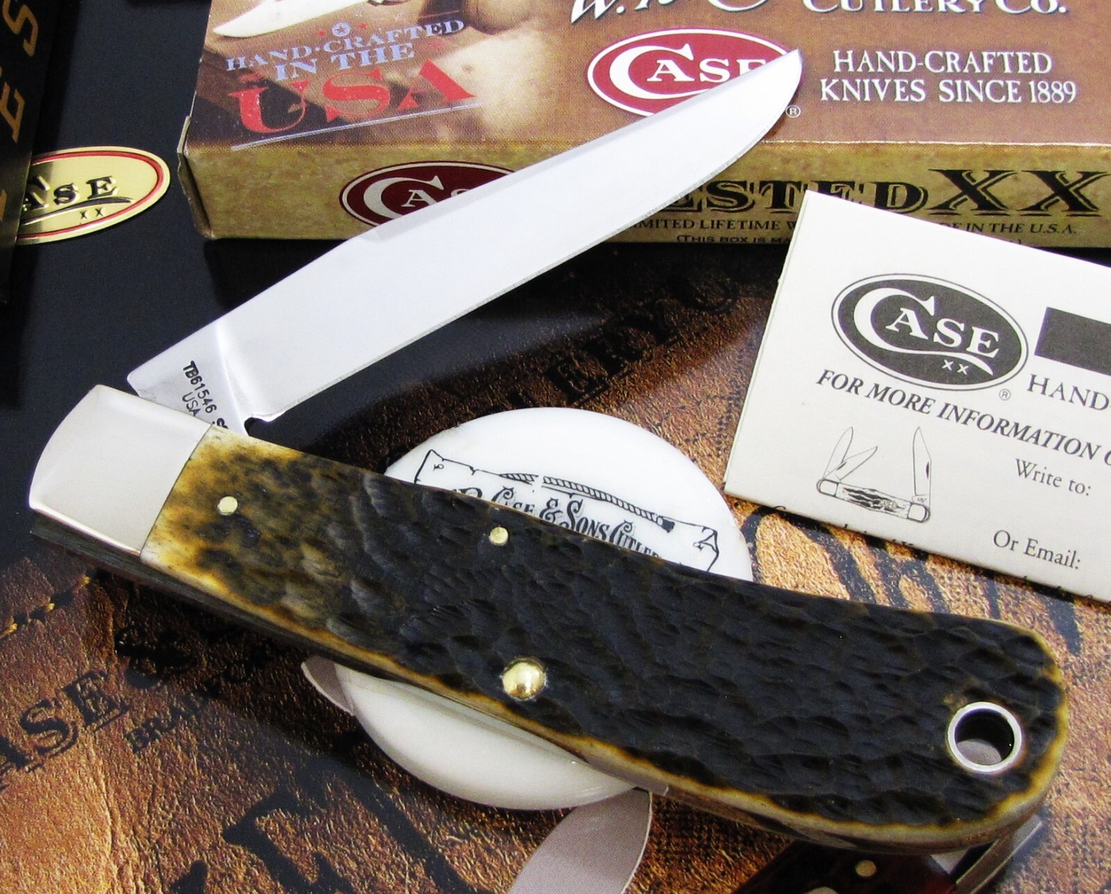 Case XX Tony Bose Backpocket Knife 2010 Molasses Bone Mint In Original