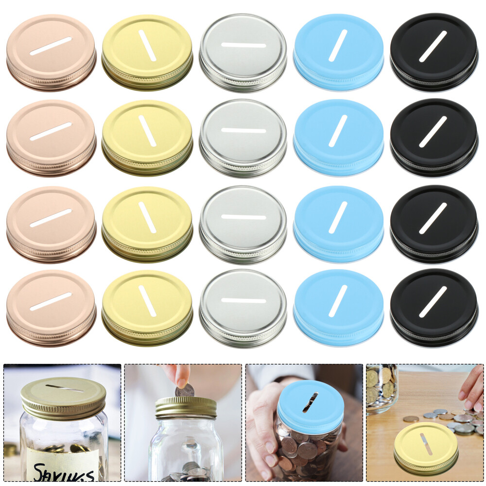 25pcs Lids Tinplate Mason Cup Lid Jar Sealed Lid Slot Bank Lid Water Glasses Lid