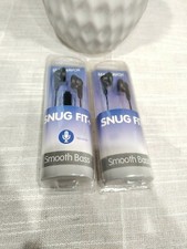 2 Pack MAGNAVOX Stable Fit Earphones Black Smooth Bass 15mm Driver NEW