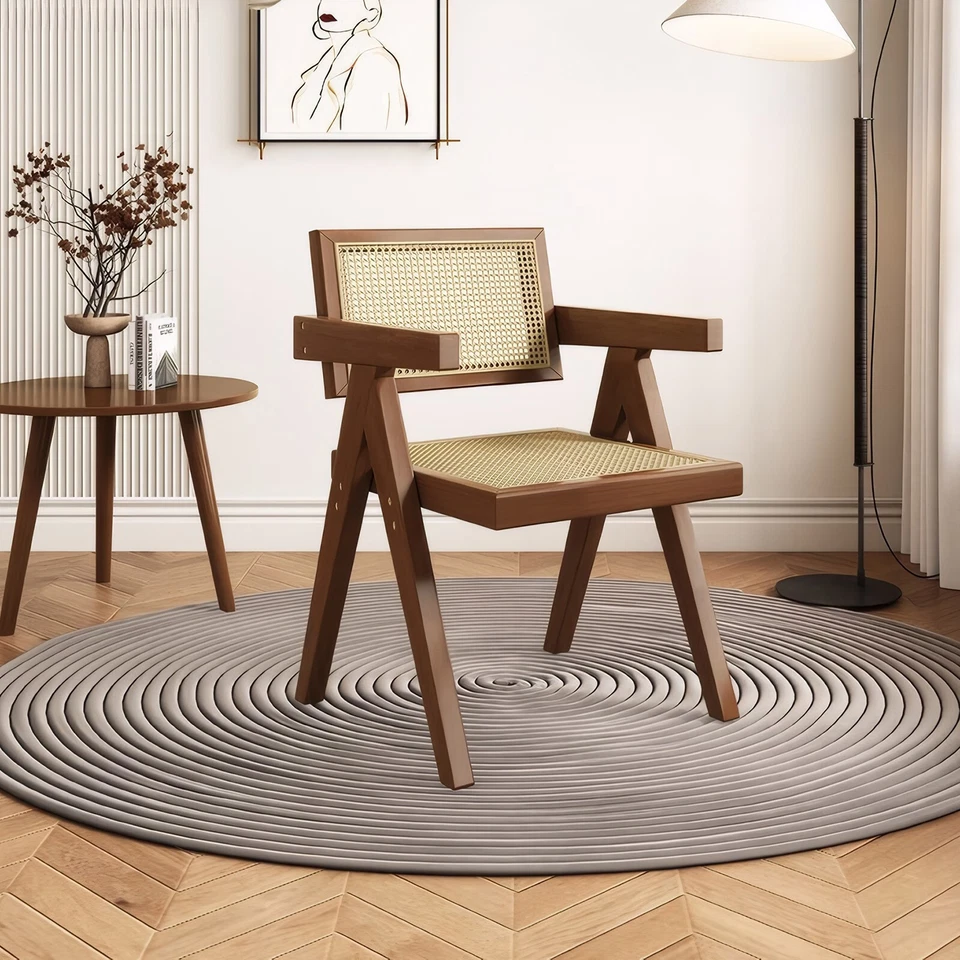 Комплект из 2 кухонных обеденных стульев ротанговый акцент стул столовая деревянный ресторан - Изображение 4 из 4