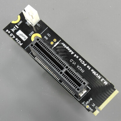 JMT NVMe M2 Key-M to PCI-e 4.0 4X 1X Slot Riser Card with 4 Pin MOLEX Power