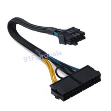24 Pin to 10 Pin ATX PSU Main Power Adapter Braided Sleeved Cable for IBM Lenovo