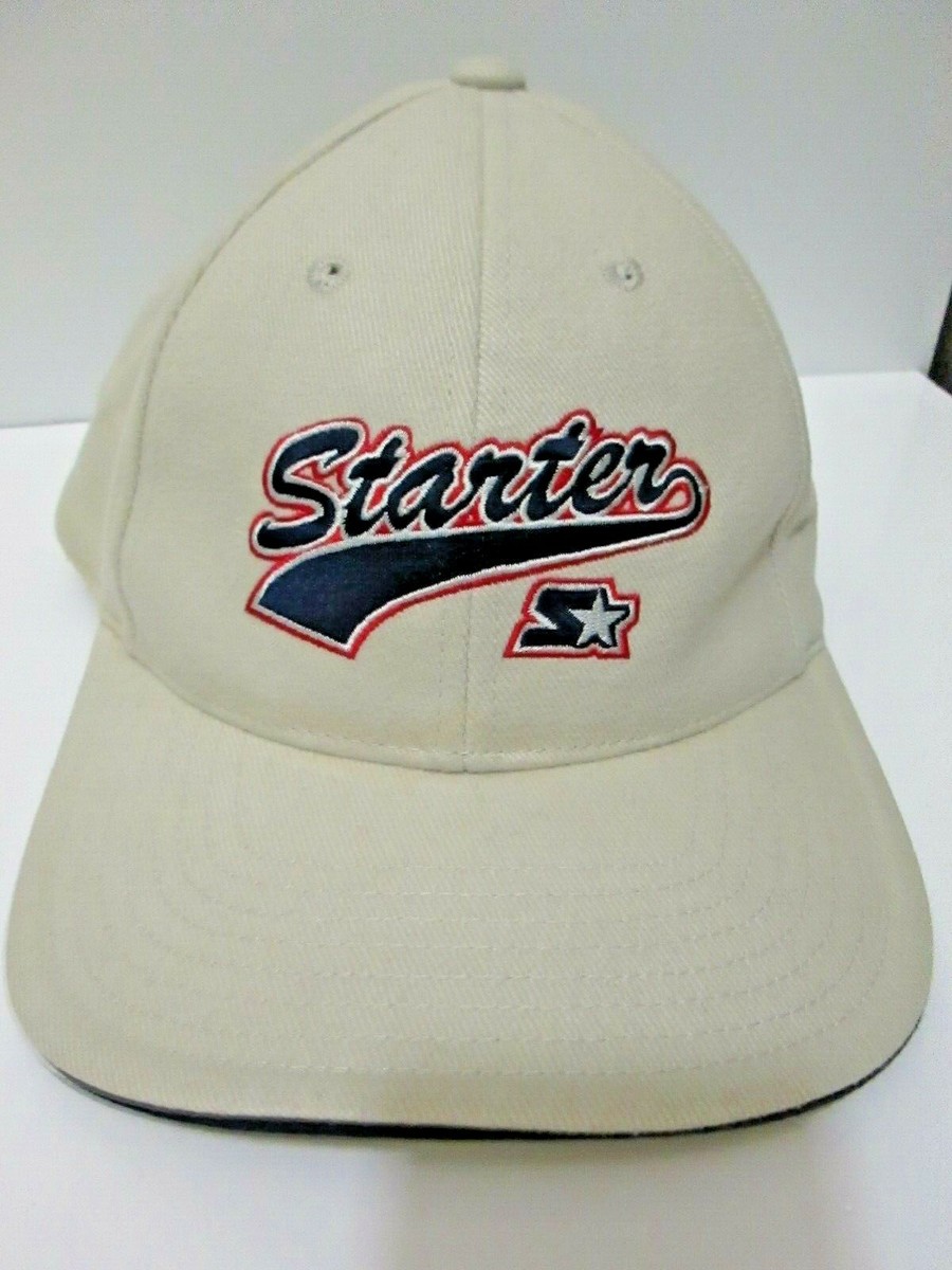 VTG 90'S STARTER EMBROIDERED STAR LOGO SCRIPT HAT/CAP BEIGE