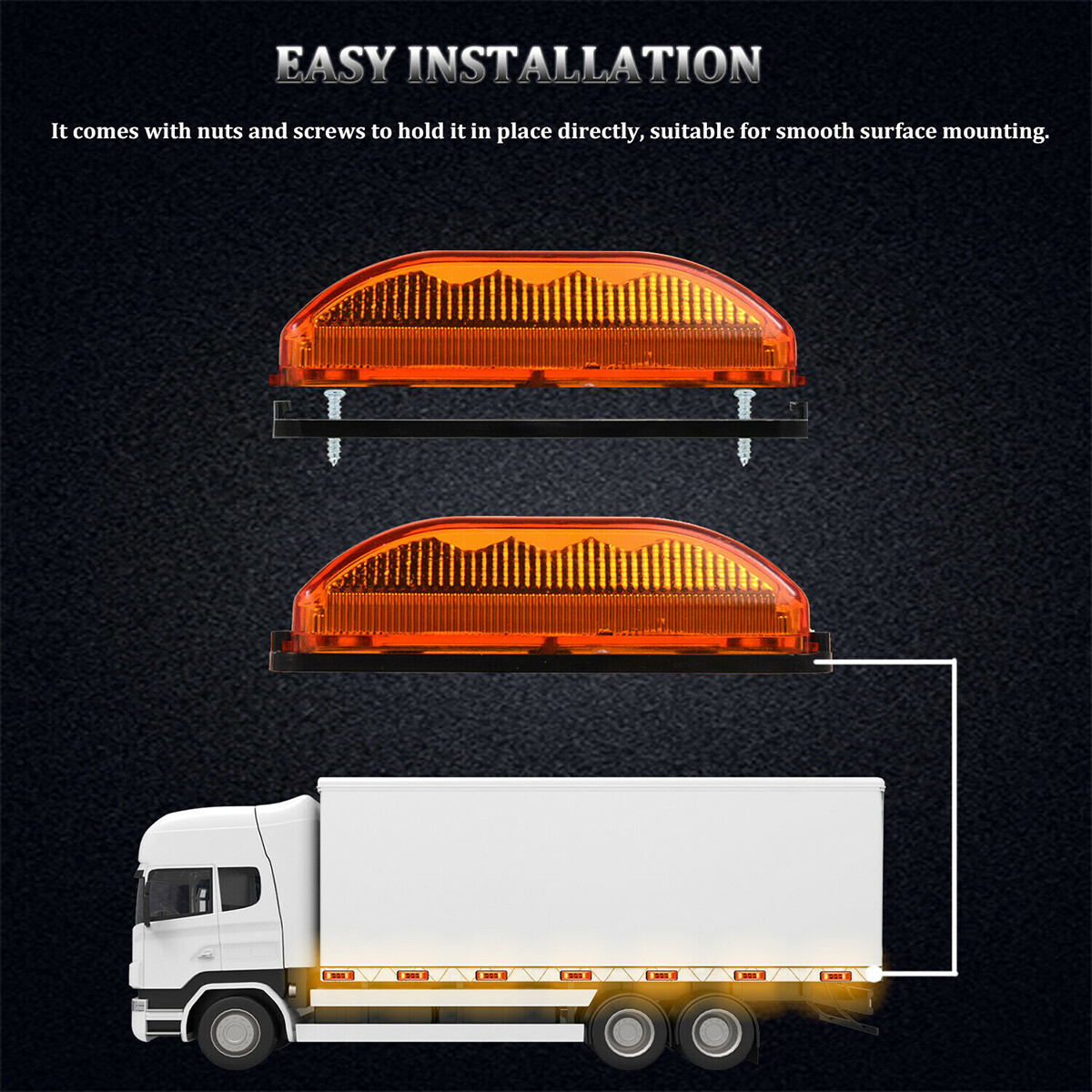 Partsam 2pcs 2" Round Amber 9LED Marker Lights, 2Pcs 4 In Round LED Trailer Lights Red Lotus Pattern With Strobe Function Stop Turn Tail Running Lamps Chrome Bezel, 12V IP65 - Foto 3