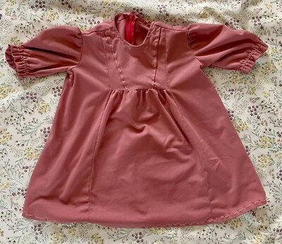 Vintage Handmade Lg Doll Dress Pink Polyester Part Zipper Back 70/80s