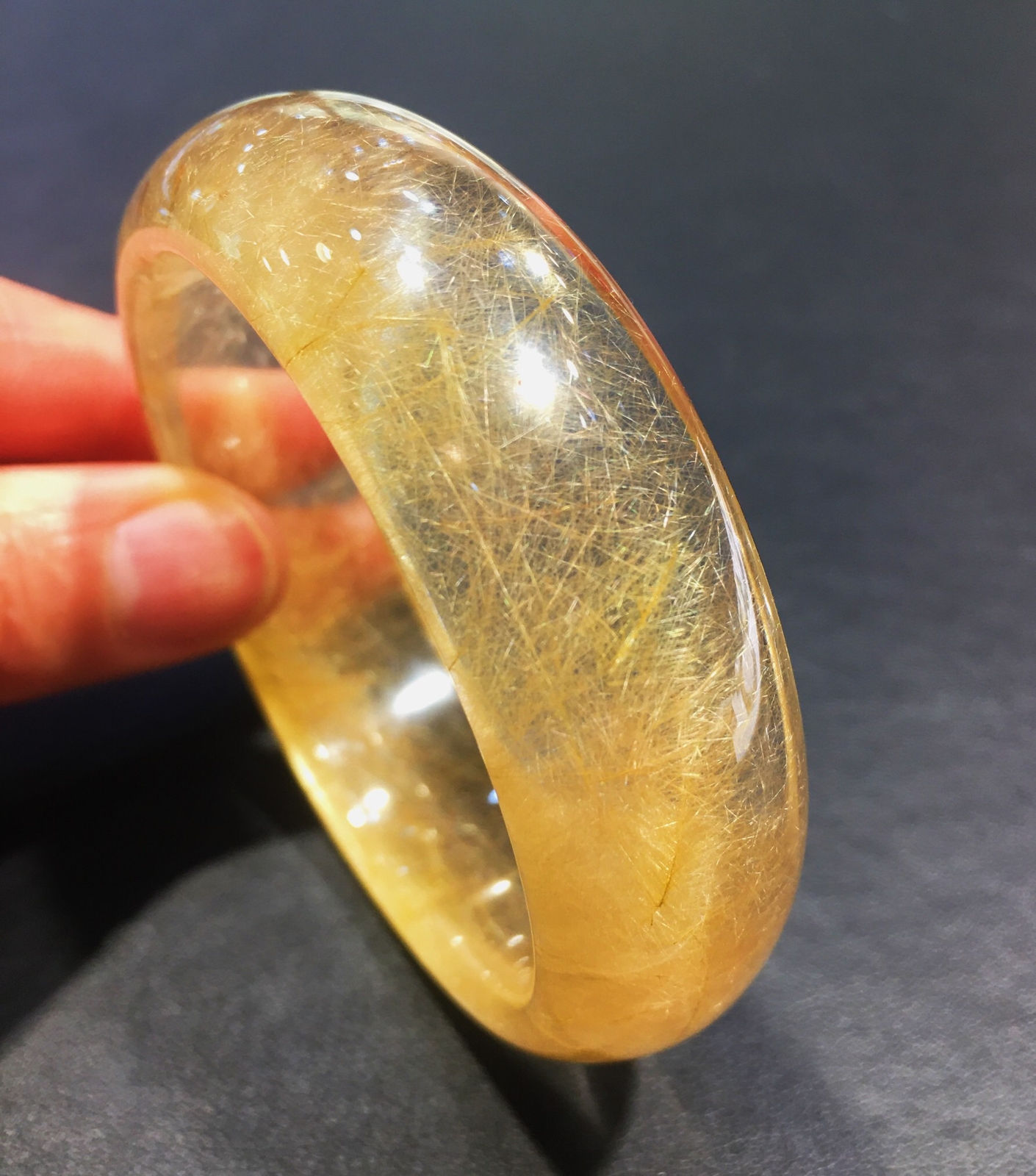 55mm Rare Quality Natural Rutilated Quartz Hair Crystal Bracelet Healing Gift