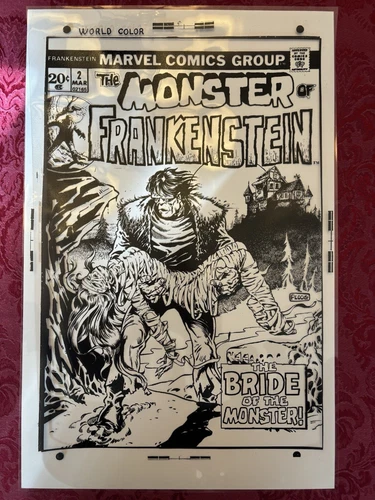 MONSTER OF FRANKENSTEIN #2 (1972) ORIGINAL TRANSPARENCY PRODUCTION COVER PLOOG