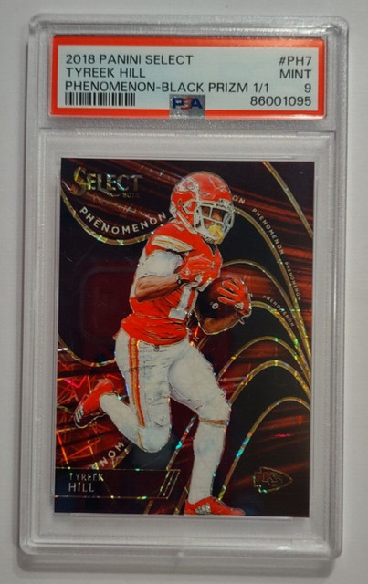 2018 Panini Select Tyreek Hill Phenomenon Black Prizm 1/1 PSA 9